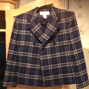 Plaid Double-Breasted Blazer